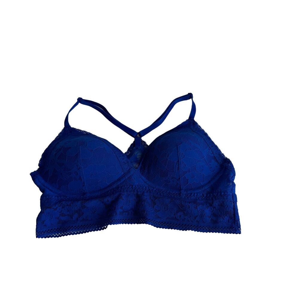 VICTORIA'S SECRET Lace Royal Blue Padded Racerback Bralette Bra Size S